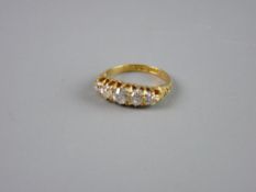 AN EIGHTEEN CARAT GOLD FIVE STONE DIAMOND DRESS RING, visual estimate 1.5 carats total, size 'J',