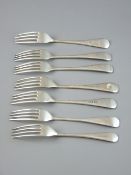 A PARCEL OF SEVEN SILVER DESSERT FORKS, three Sheffield 1900, three Sheffield 1902 and one London