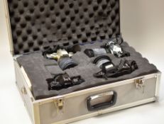 A PHOTOGRAPHY EQUIPMENT HARD CASE containing four Pentax cameras with auxiliary lenses