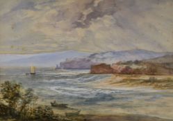 FREDERICK JOHN WIDGERY watercolour - coastal scene, signed and dated 1871, 26 x 36cms