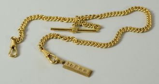 A 9CT T-BAR & NON-GOLD NECKLACE, 24.2gms