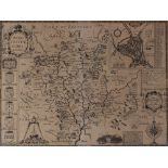 JOHN SPEED antique map - 'Worcestershire Described' uncoloured and in rear glazed frame, 40 x 51cms