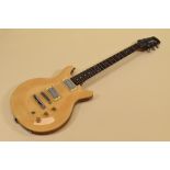 A HAMER SUNBURST XT SERIES ELECTRIC GUITAR in two-tone wood with carry case, 100cms long