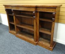 A WILLIAM IV MAHOGANY BREAKFRONT BOOKCASE, 185cms wide