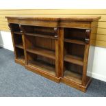 A WILLIAM IV MAHOGANY BREAKFRONT BOOKCASE, 185cms wide