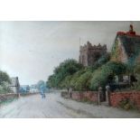 ALBERT PROCTOR watercolours, a trio - landscapes, one with village and figures, each signed, 25 x