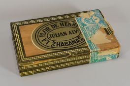 A BOX OF CUBAN CIGARS incomplete with seventeen cigars in total, box label 'Flor de Henry - Julian