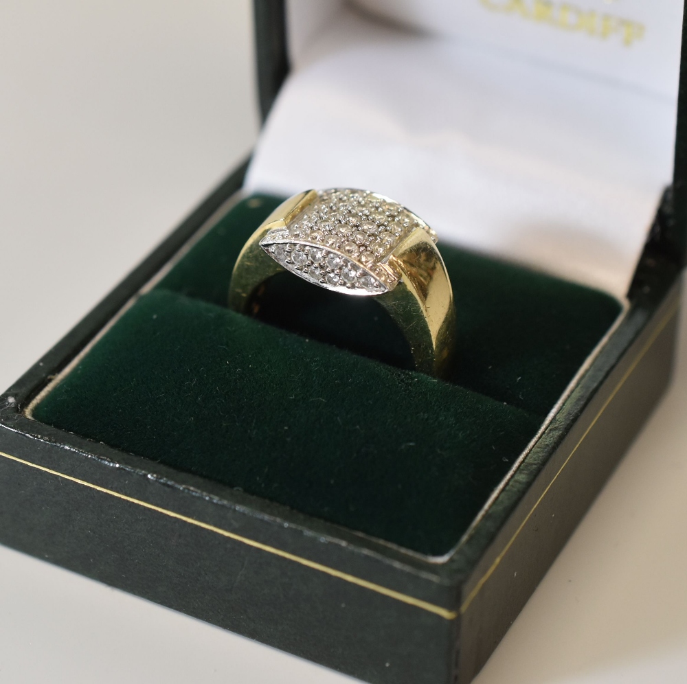 A 14CT YELLOW GOLD GENT'S DIAMOND CLUSTER RING, 7.3gms - Image 2 of 2