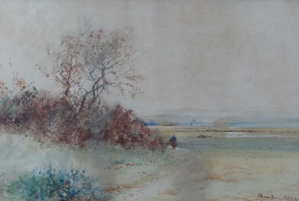 ALBERT PROCTOR watercolours, a trio - landscapes, one with village and figures, each signed, 25 x - Image 3 of 3
