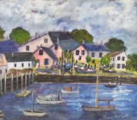 JOHNNY DANFORTH acrylic - harbour scene, signed, 40 x 45cms