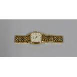 A LONGINES GRANDES CLASSIQUES 18KT GOLD PLATED LADIES WRISTWATCH with rounded square dial containing