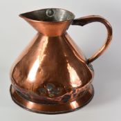 A TWO GALLON ANTIQUE COPPER MEASURE of traditional conical form, bearing label for W R LOFTUS of