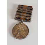 AN IMPERIAL YEOMANRY BOER WAR MEDAL with five bars, inscribed '32127 Pte.......59th Coy IMP: YEO'