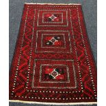 DEEP RED GROUND IRANIAN RUG 195 x 120cms