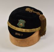 A VICTORIAN RUGBY CAP for Leeds RLFC with emblem and date to the peak of 1896-7, awarded to