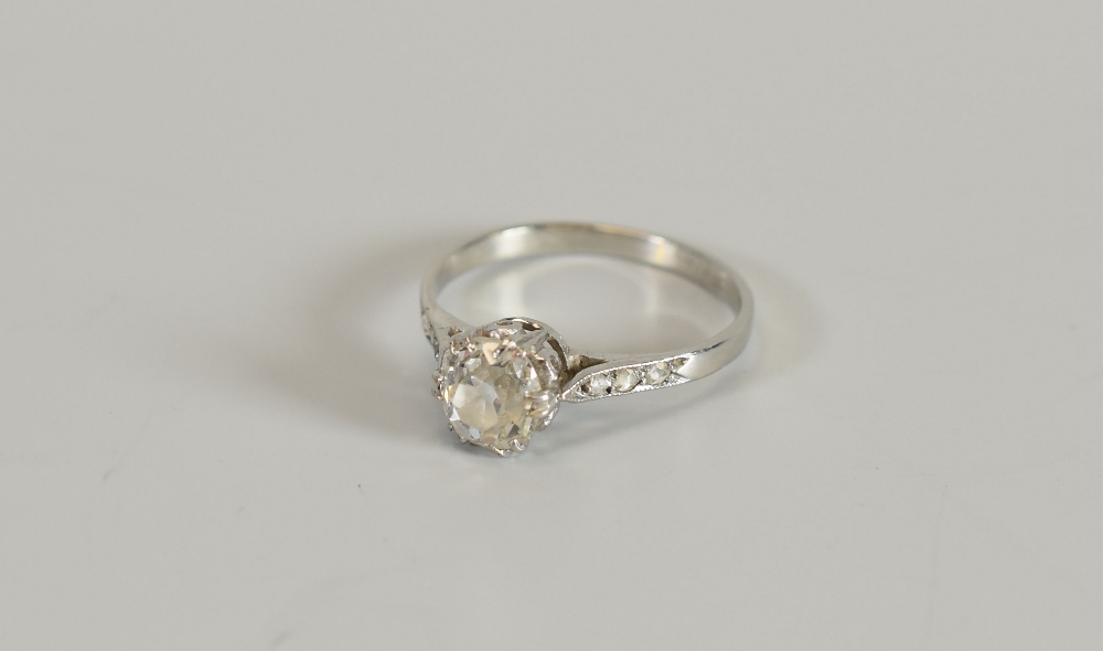 ANTIQUE WHITE GOLD DIAMOND SOLITAIRE RING visual estimate 0.55cts, 2.48gms