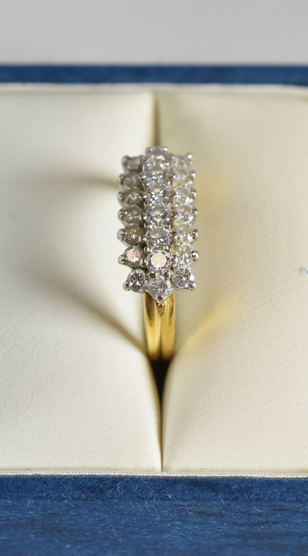 AN 18CT YELLOW GOLD & DIAMOND CLUSTER RING of twenty-two diamonds in three rows, 4.5gms - Image 3 of 3