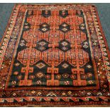 RED AND BLACK 100% WOOL PILE IRANIAN RUG 200 x 174cms