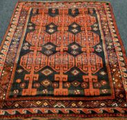 RED AND BLACK 100% WOOL PILE IRANIAN RUG 200 x 174cms