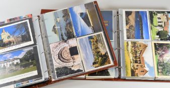 FIVE COMPREHENSIVELY FILLED ROYAL MAIL POSTCARD ALBUMS containing hundreds of colour and vintage