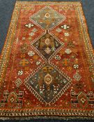 RED AND ORANGE IRANIAN 100% WOOL PILE RUG 230 x 132cms
