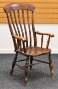 A GOOD ELM FARMHOUSE ELBOW CHAIR