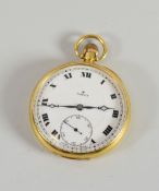 AN 18CT YELLOW GOLD ROLEX OPEN FACE POCKET-WATCH having a plain case with keyless wind and having