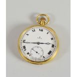 AN 18CT YELLOW GOLD ROLEX OPEN FACE POCKET-WATCH having a plain case with keyless wind and having