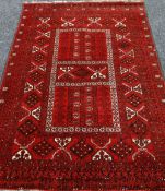 IRANIAN RED GROUND TRIBAL RUG 223 x 154cms