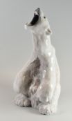 A ROYAL COPENHAGEN PORCELAIN POLAR BEAR in raised position while roaring, 33cms high