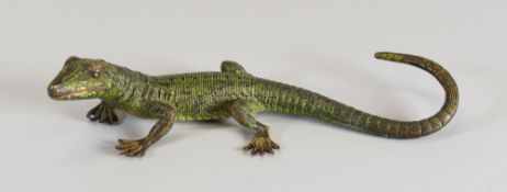 A COLD PAINTED BRONZE LIZARD - PROBABLY BY FRANZ BERGMAN marked indistinctly but believed to be '