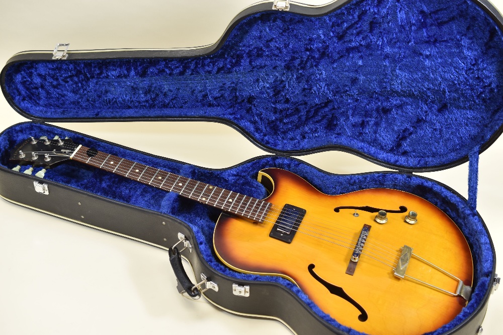 AN EPIPHONE CUSTOM ELECTRIC GUITAR in varnished wood, together with rigid carry case, 100cms long - Image 4 of 4