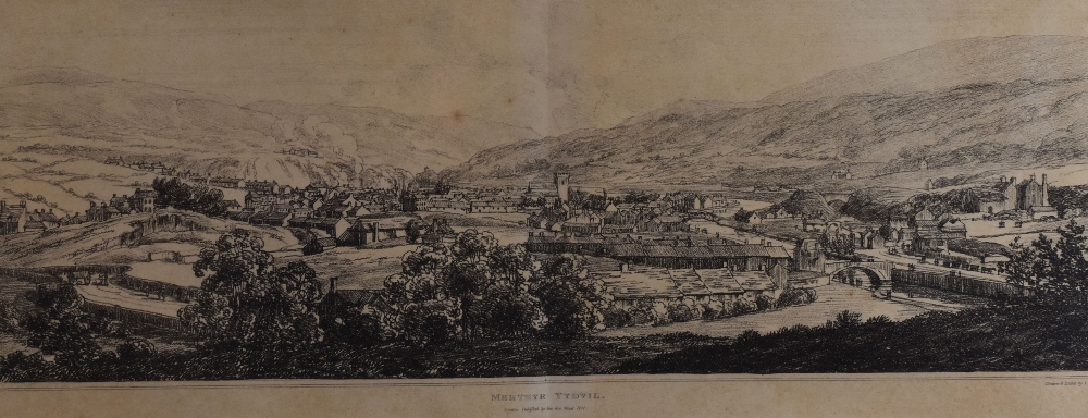 JOHN WOOD a pair of etchings - historic South Wales views entitled 'Merthyr Tydfil' and 'View of the