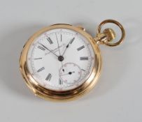 A 14K YELLOW GOLD SWISS OPEN-FACE POCKET-WATCH BY 'TIMING & REPEATING WATCH CO' being a rare