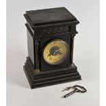 A VICTORIAN SLATE MANTEL CLOCK of classical architectural form with French movement marked A D