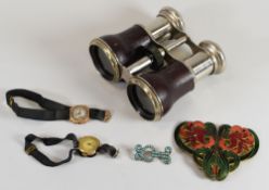 A PAIR OF JOCKEY CLUB SPORTING BINOCULARS together with two vintage watches (one 9ct encased) etc