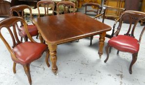 A VICTORIAN EXTENDING MAHOGANY DINING TABLE AND CHAIRS the extending table with two extra leaves