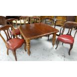 A VICTORIAN EXTENDING MAHOGANY DINING TABLE AND CHAIRS the extending table with two extra leaves