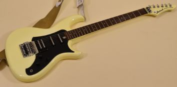 AN ARIA DROLL RS KNIGHT WARRIOR ELECTRIC GUITAR in yellow with black scratchplate in rigid carry