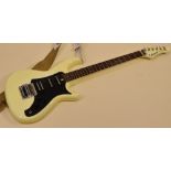 AN ARIA DROLL RS KNIGHT WARRIOR ELECTRIC GUITAR in yellow with black scratchplate in rigid carry