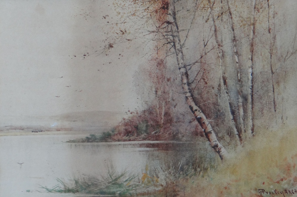 ALBERT PROCTOR watercolours, a trio - landscapes, one with village and figures, each signed, 25 x - Image 2 of 3