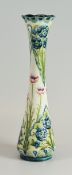 A MOORCROFT MACINTYRE FLORIAN WARE VASE of narrow form with crimped rim and typically floral