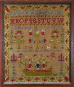 A NINETEENTH CENTURY MARITIME THEME WOOL SAMPLER by Sarah Ann Thomas, Aged 12 years and featuring
