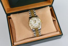 A ROLEX GENT'S OYSTER PERPETUAL DATEJUST WRISTWATCH with box and papers, running at time of