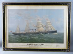 LITHOGRAPH - of the National Line 'SS Egypt' entitled 'National Line New York, Queenstown, Liverpool