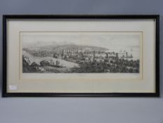 I G WOOD rare etching 1813 - Caernarfon from 'The Rivers of Wales', 19 x 49 cms