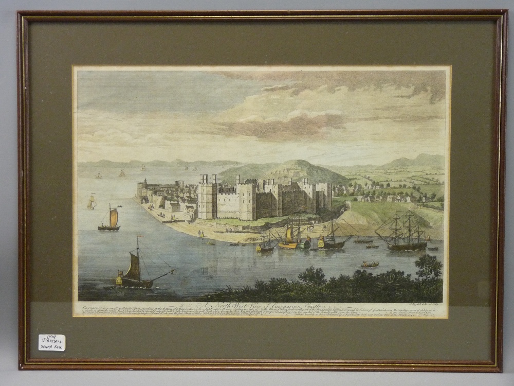 J BOYDELL lithograph 1749 - North West view of Caernarfon Castle, 28 x 43 cms