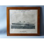 ALBERT SEBILLE black and white print - of the C G Transatlantique 'The Normandie' (world's largest