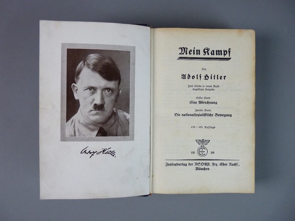 BOOK 'MEIN KAMPF' BY ADOLF HITLER, 1939 German published edition with gilt worded spine, published