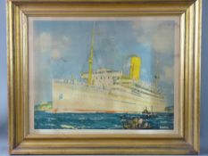 KENNETH D SHOESMITH coloured print - of the Royal Mail Line 'RMS Atlantis', 48 x 60 cms